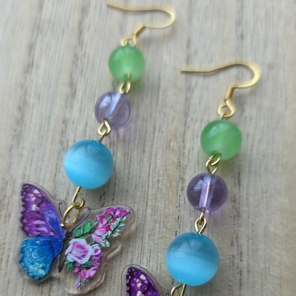 Handmade Butterfly Charm Earrings - Picture 5 of 5